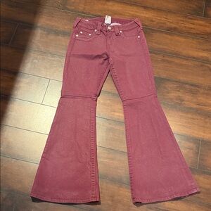 True Religion Women's Purple Flare Jeans